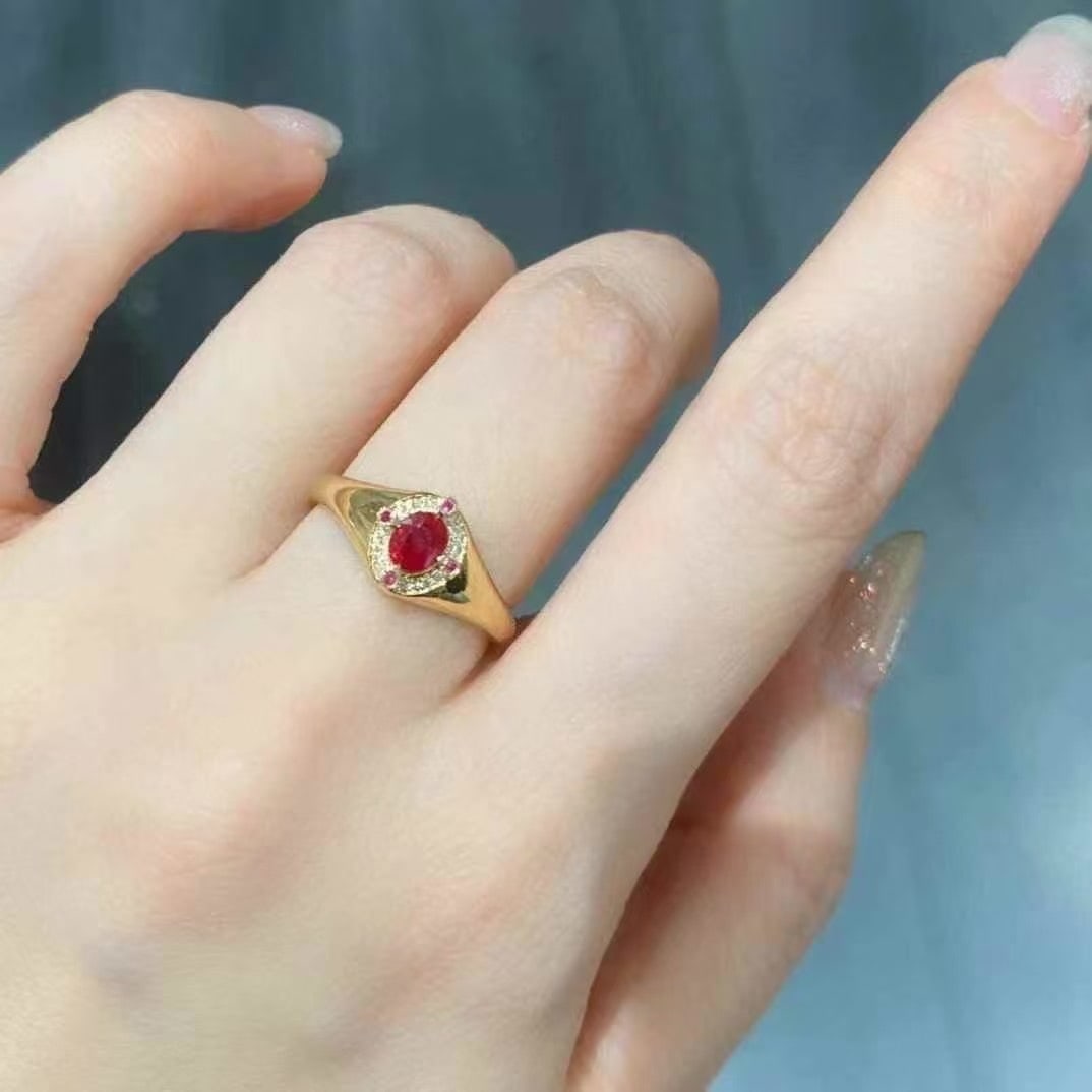14k Gold 0.54 Ctw Natural Ruby & Diamond Ring - 2