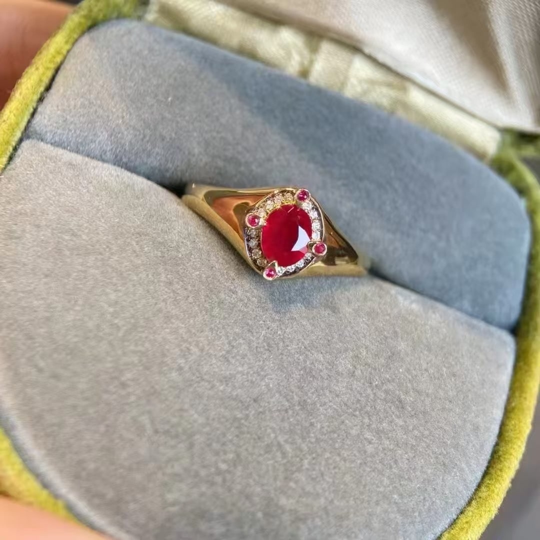 14k Gold 0.54 Ctw Natural Ruby & Diamond Ring - 3