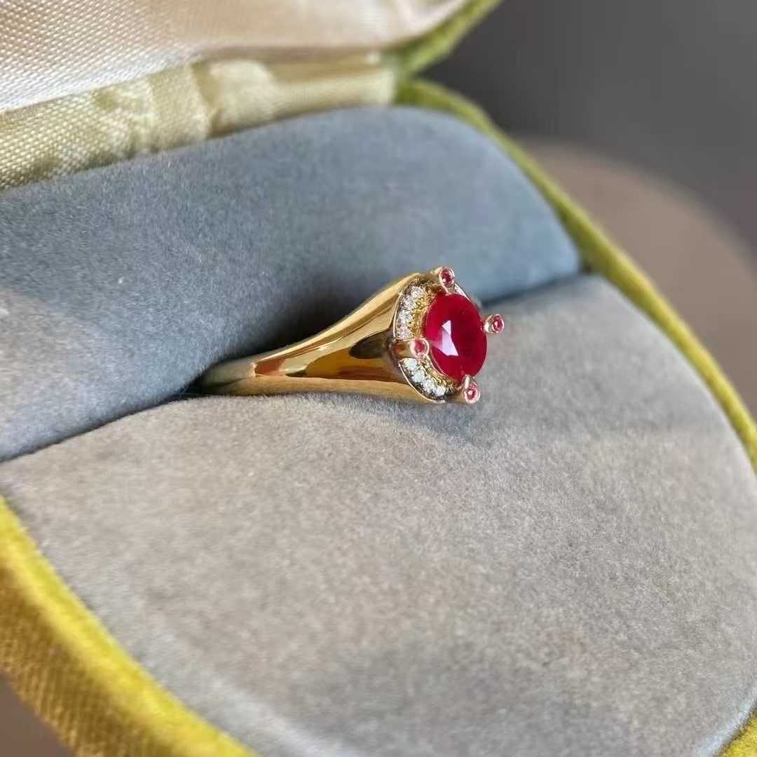 14k Gold 0.54 Ctw Natural Ruby & Diamond Ring - 4