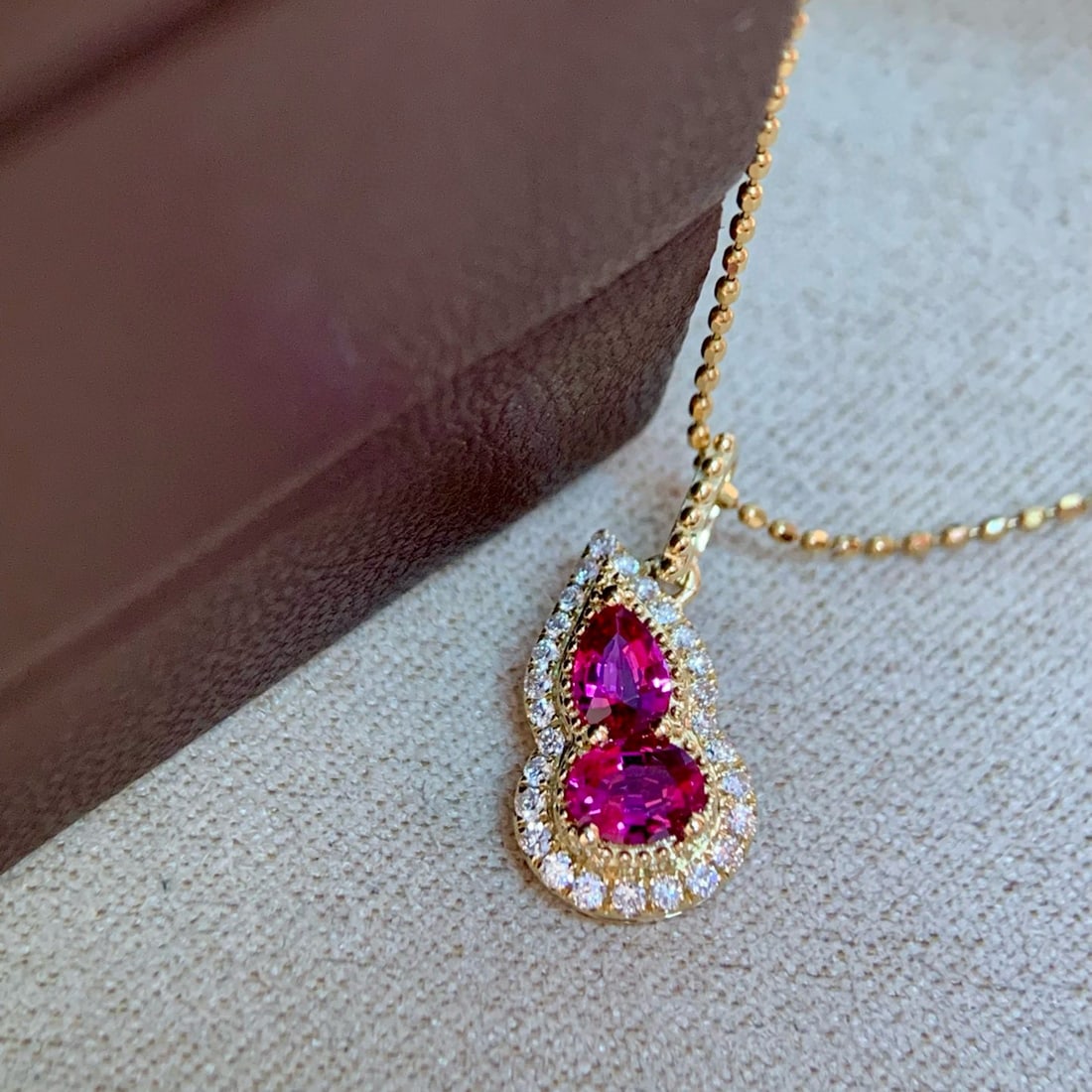 14k Gold 0.59 Ctw Natural Ruby & Diamond Pendant( Without Chain ) - 4