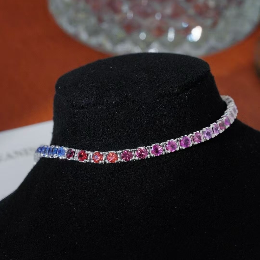 14k Gold 6 Ct Natural Sapphire Bracelet - 3