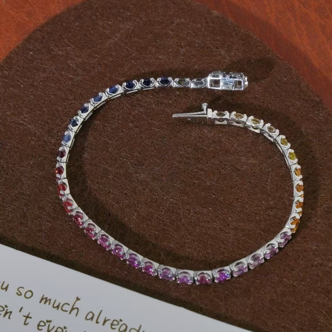 14k Gold 6 Ct Natural Sapphire Bracelet - 4