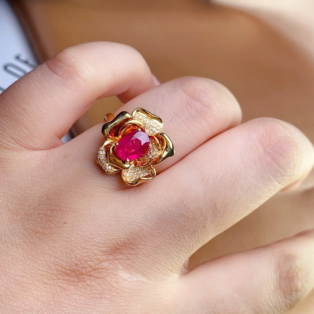 14k Gold 1.30 Ct Natural Ruby & Diamond Ring - 2