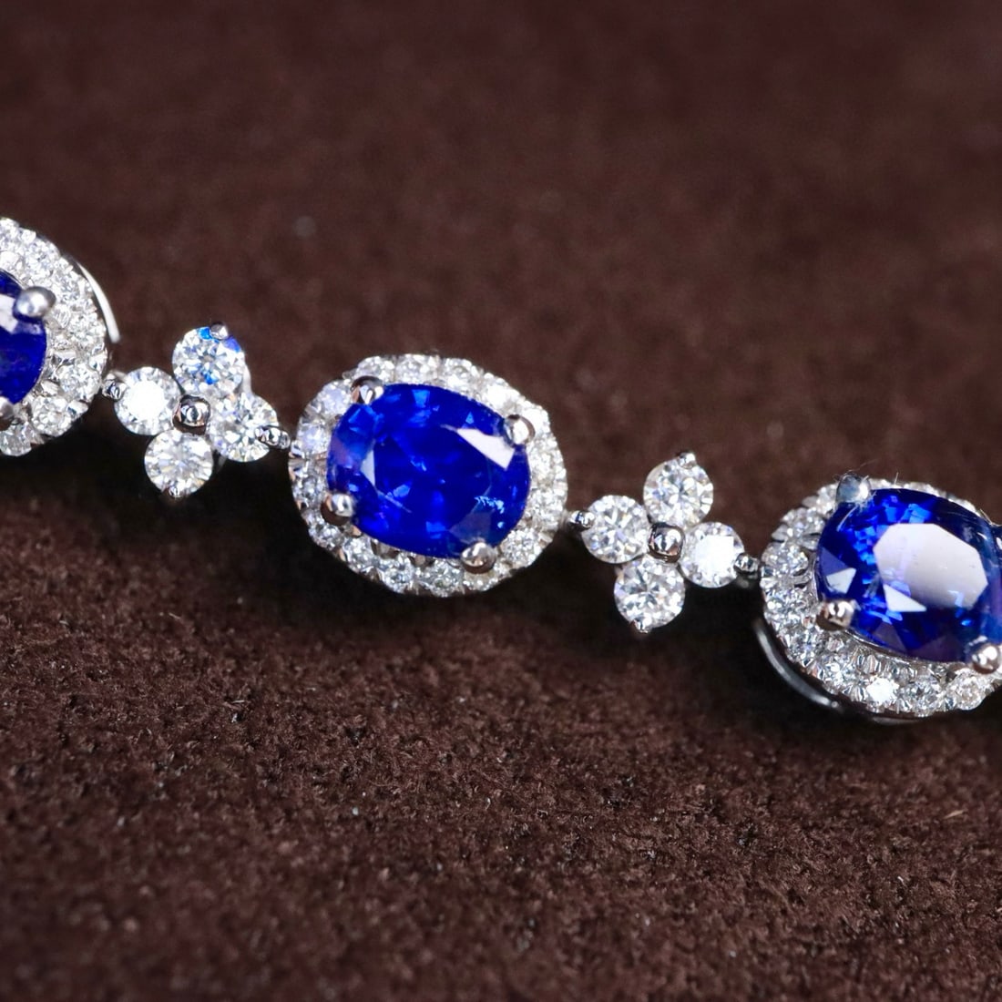 14k Gold 3.60 Ctw Natural Sapphire & Diamond Bracelet - 7