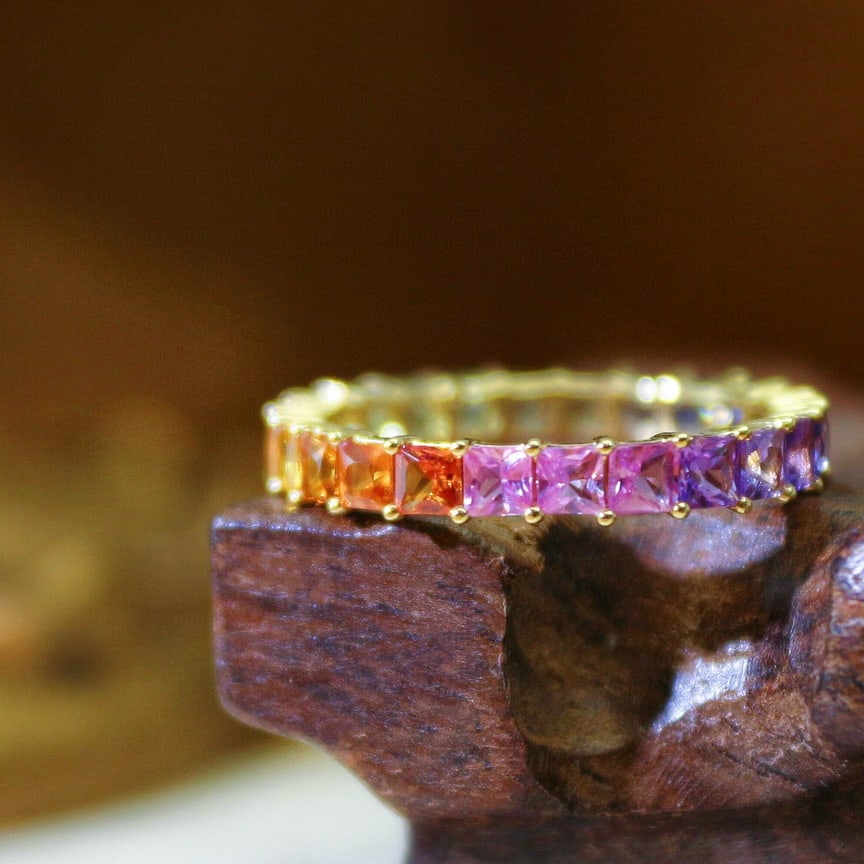 14k Gold 2.82 Ct Natural Sapphire Ring: Ref:231000285 // gold content:14k gold // ring size:7. 25us // // main gemstone:sapphire // shape:princess // carat weight:2. 82ct // color:color // treatment:natural // Condition: NewLow Estimate: