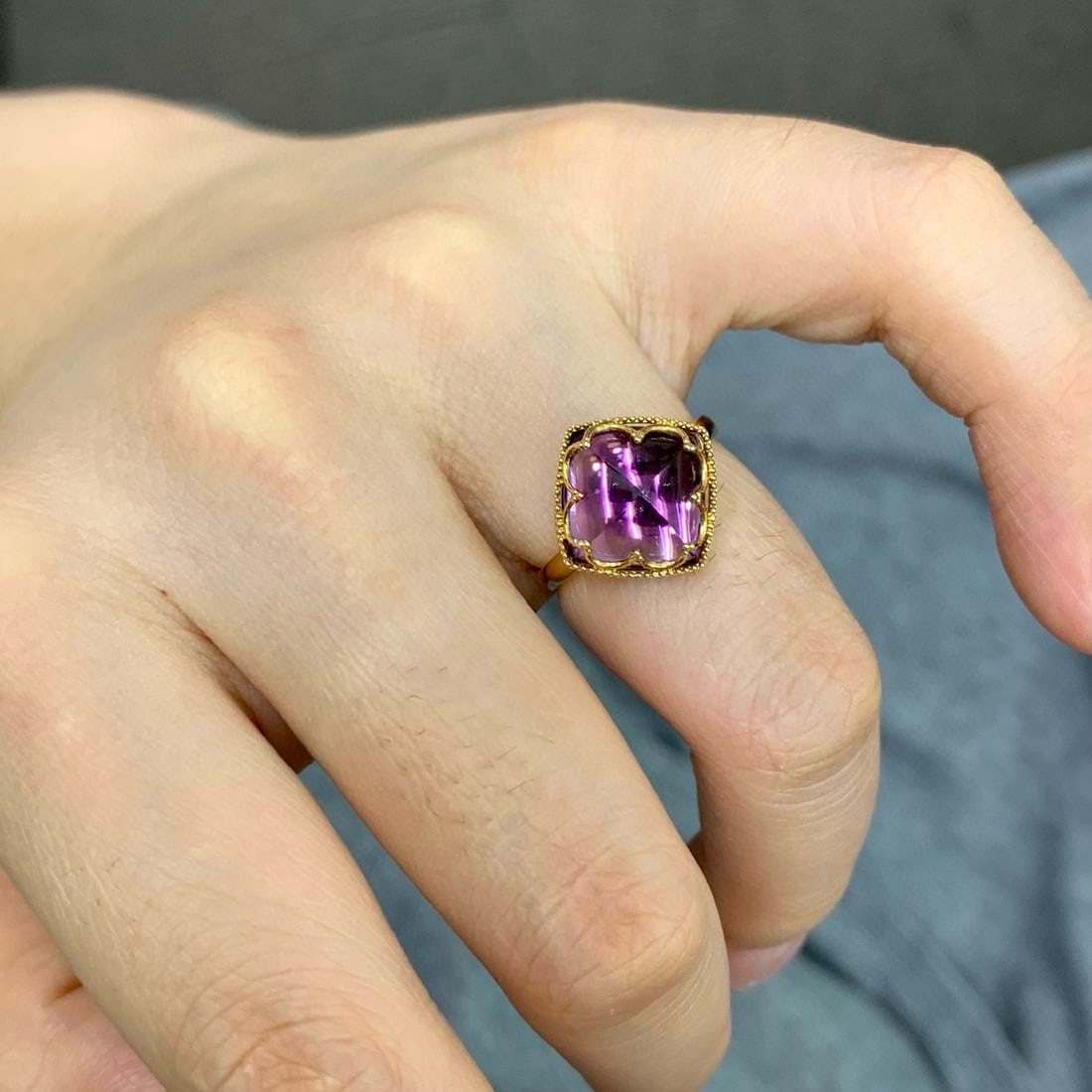 14k Gold 5.71 Ct Natural Amethyst Ring - 3