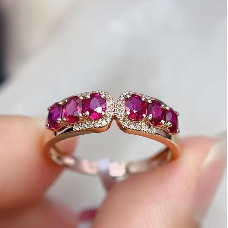 14k Gold 1.10 Ct Natural Ruby & Diamond Ring - 2