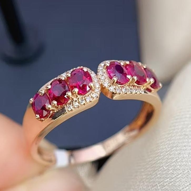 14k Gold 1.10 Ct Natural Ruby & Diamond Ring - 3