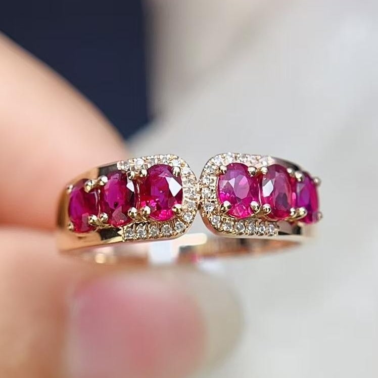 14k Gold 1.10 Ct Natural Ruby & Diamond Ring - 4