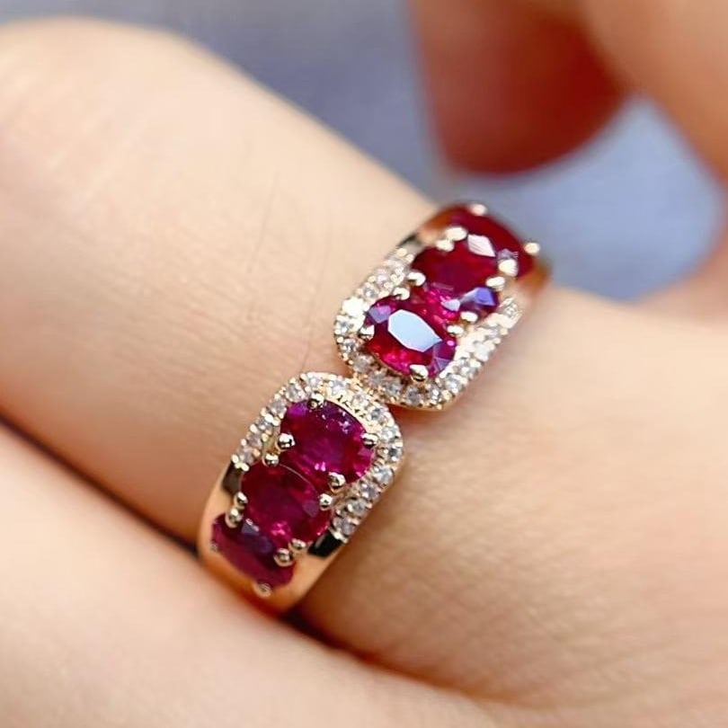 14k Gold 1.10 Ct Natural Ruby & Diamond Ring - 5