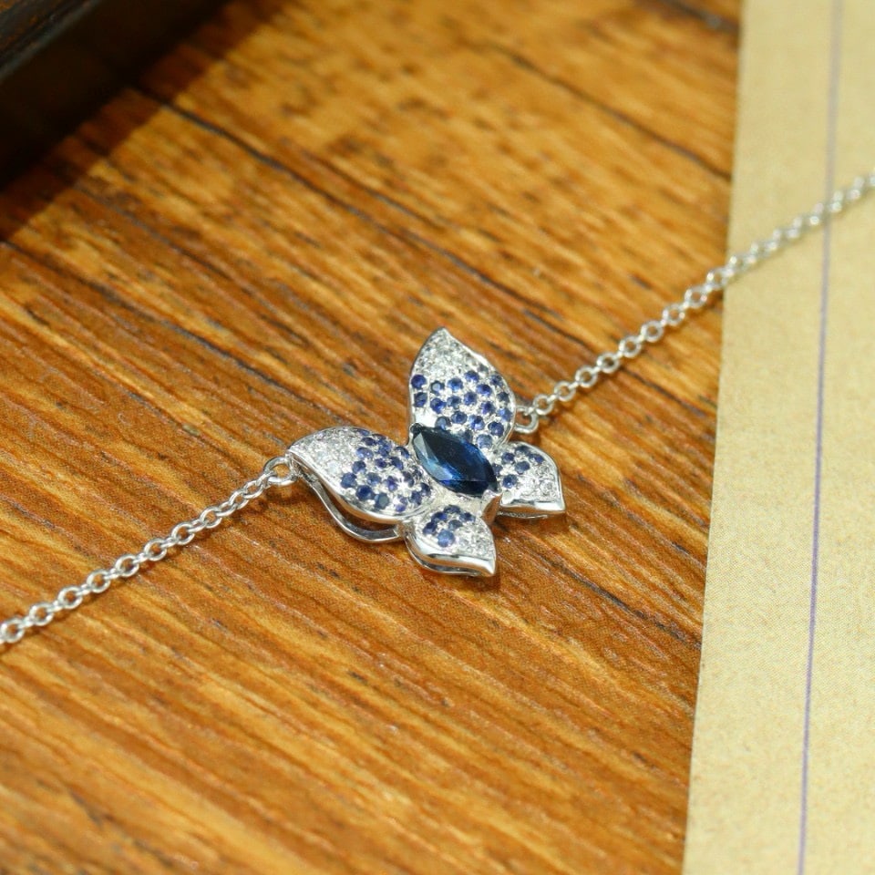 14k Gold 0.52 Ctw Natural Sapphire & Diamond Bracelet - 2