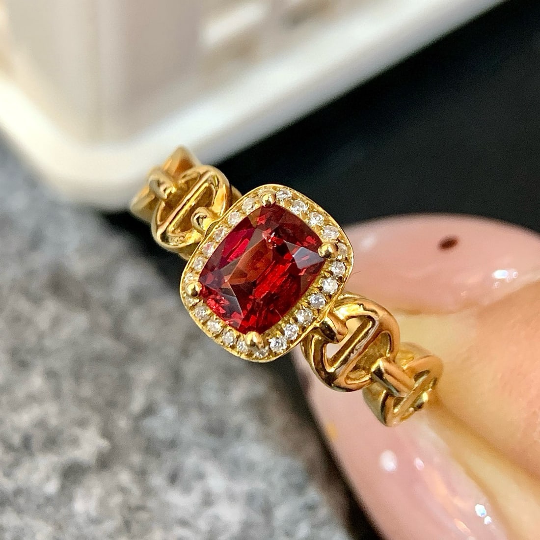 14k Gold 1.02 Ctw Natural Spinel & Diamond Ring - 2