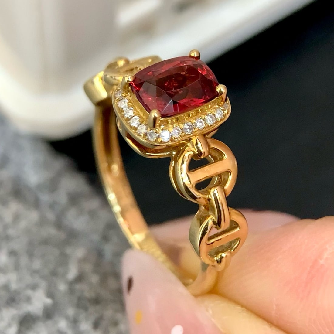 14k Gold 1.02 Ctw Natural Spinel & Diamond Ring - 3