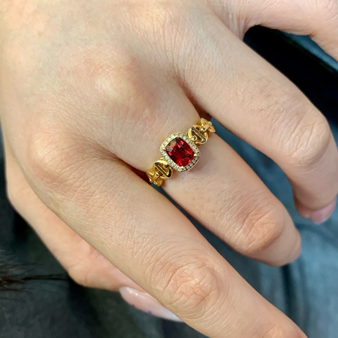 14k Gold 1.02 Ctw Natural Spinel & Diamond Ring - 4