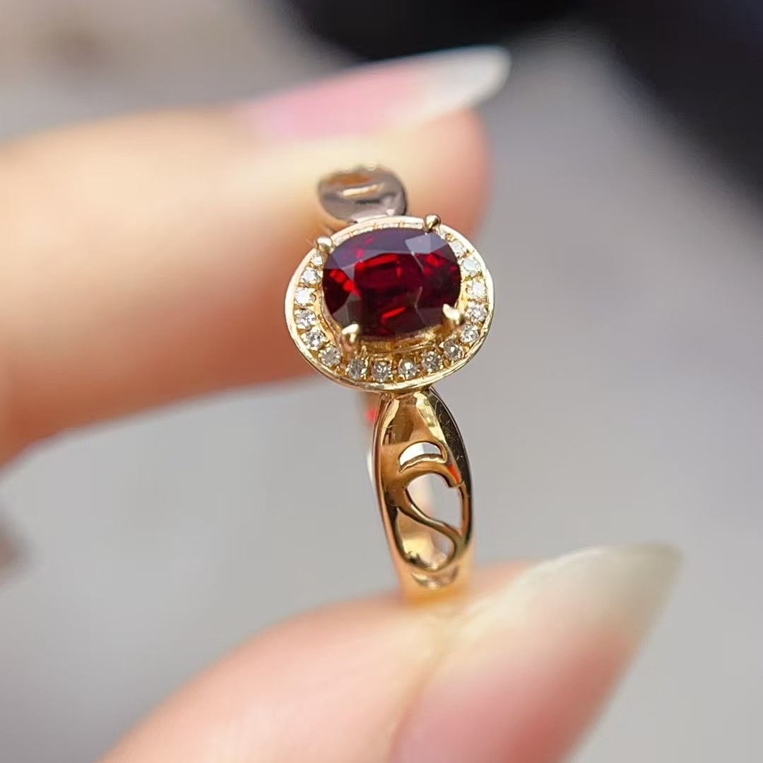14k Gold 0.70 Ct Natural Ruby & Diamond Ring - 2