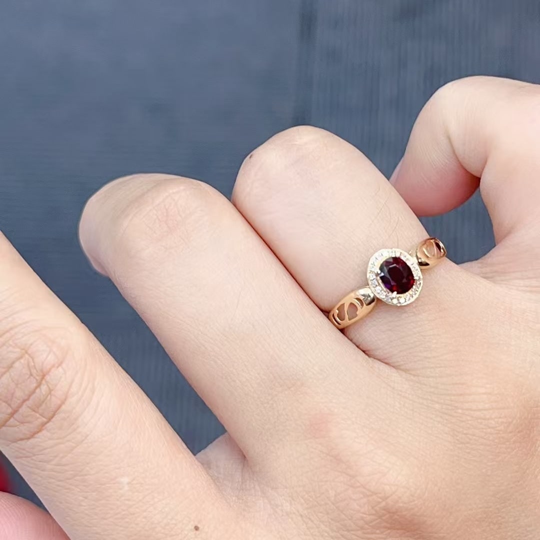 14k Gold 0.70 Ct Natural Ruby & Diamond Ring - 4