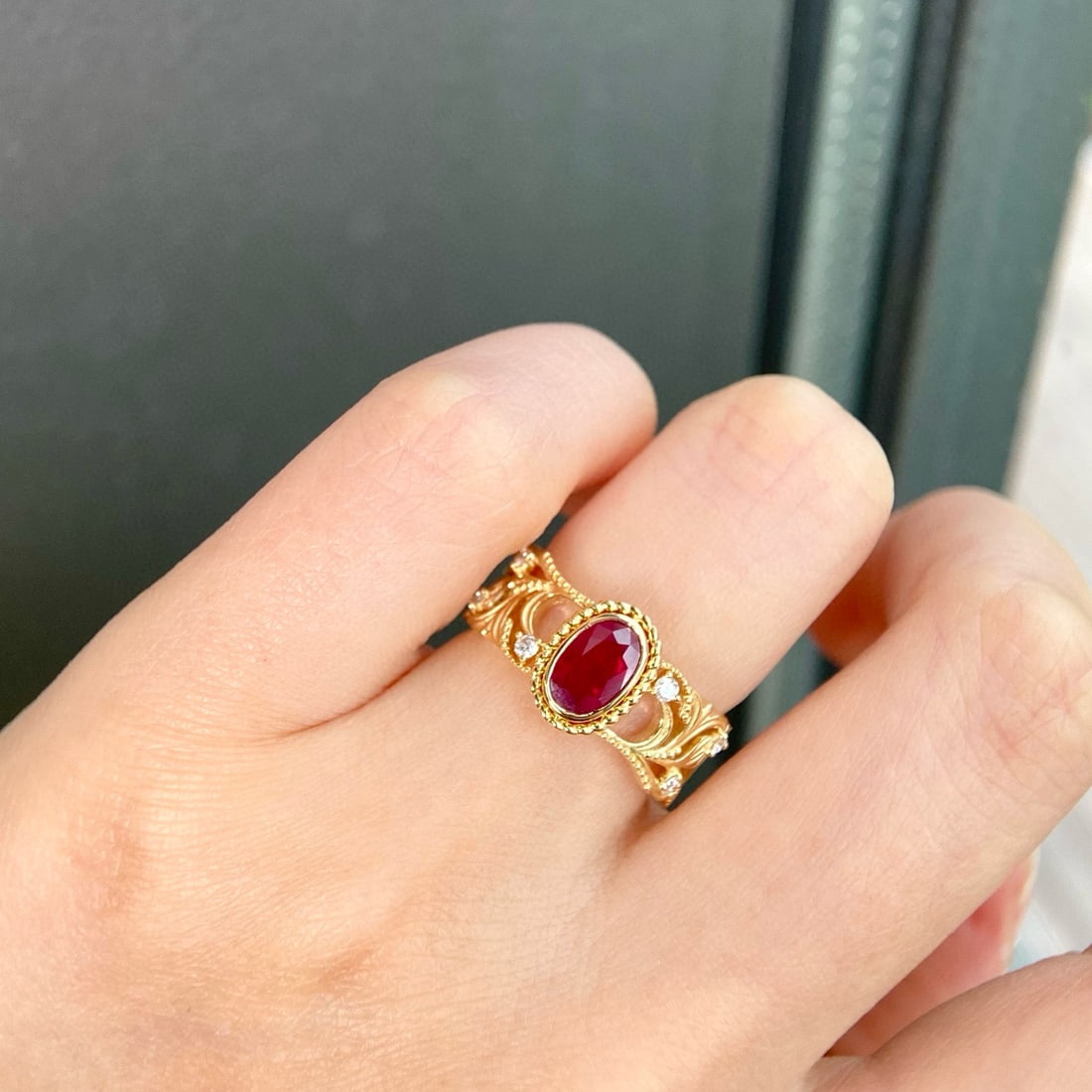 14k Gold 1.12 Ctw Natural Ruby & Diamond Ring - 4