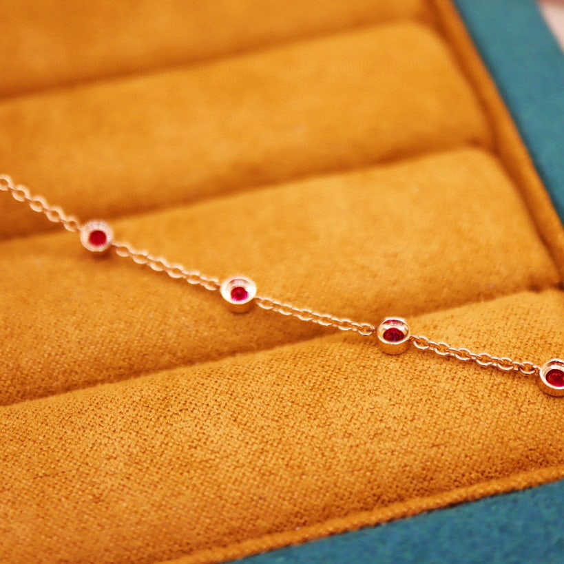 14k Gold 0.93 Ct Natural Ruby Bracelet - 4