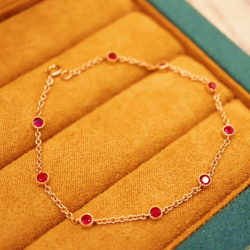 14k Gold 0.93 Ct Natural Ruby Bracelet - 5