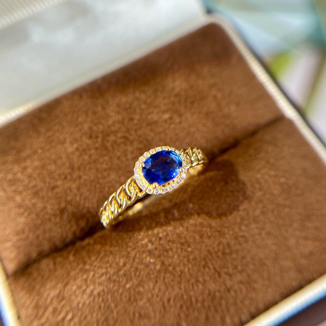 14k Gold 0.59 Ctw Natural Sapphire & Diamond Ring - 2