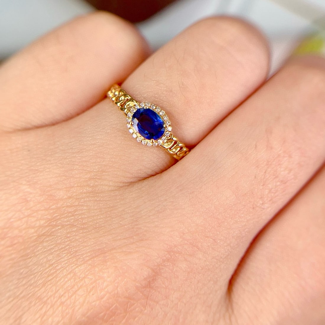 14k Gold 0.59 Ctw Natural Sapphire & Diamond Ring - 3