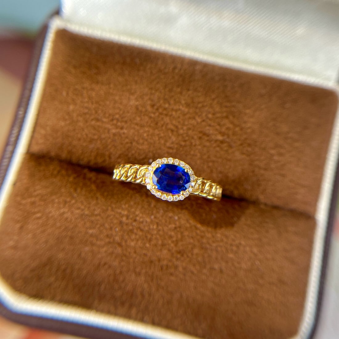14k Gold 0.59 Ctw Natural Sapphire & Diamond Ring - 4