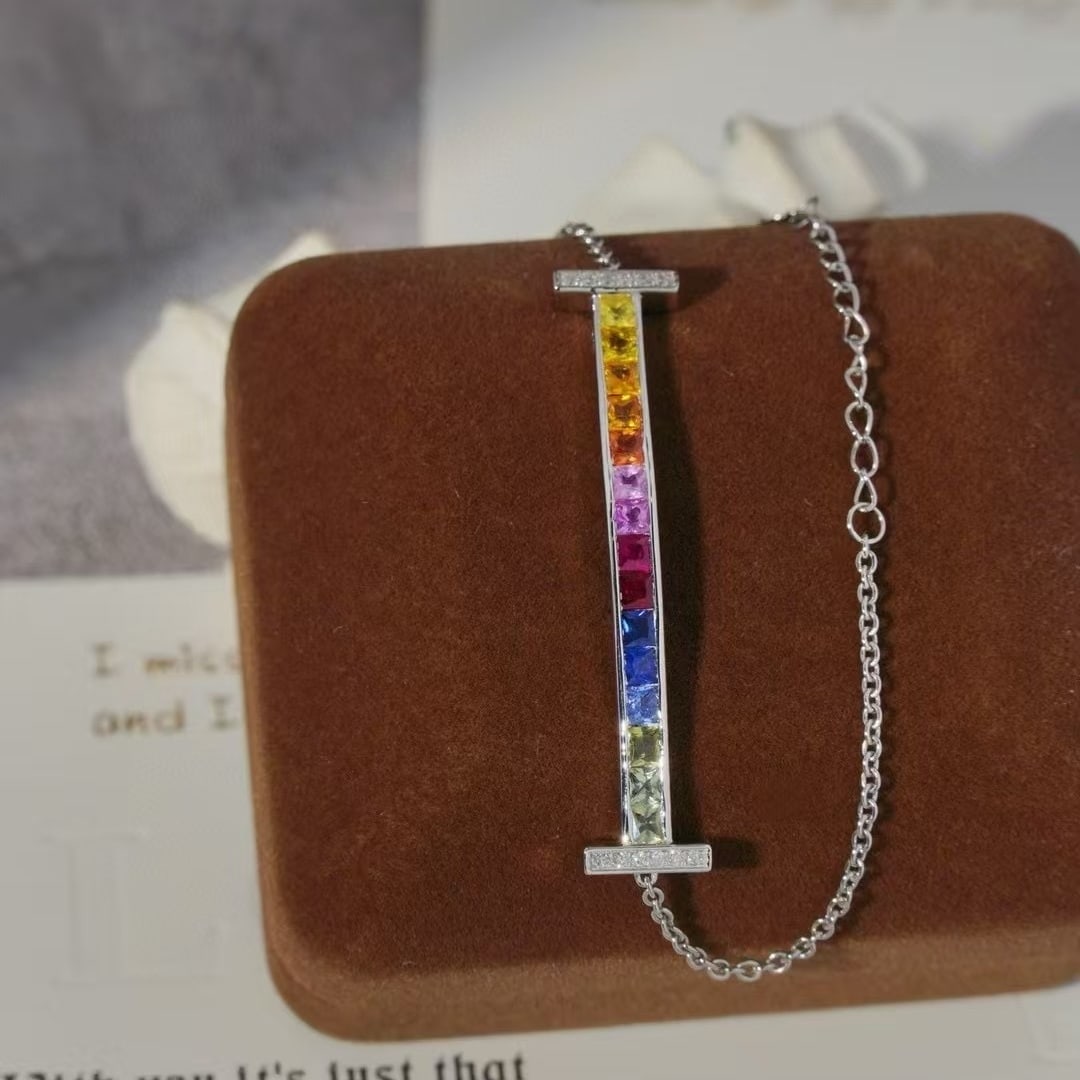 14k Gold 2.1 Ct Natural Sapphire & Diamond Bracelet - 5