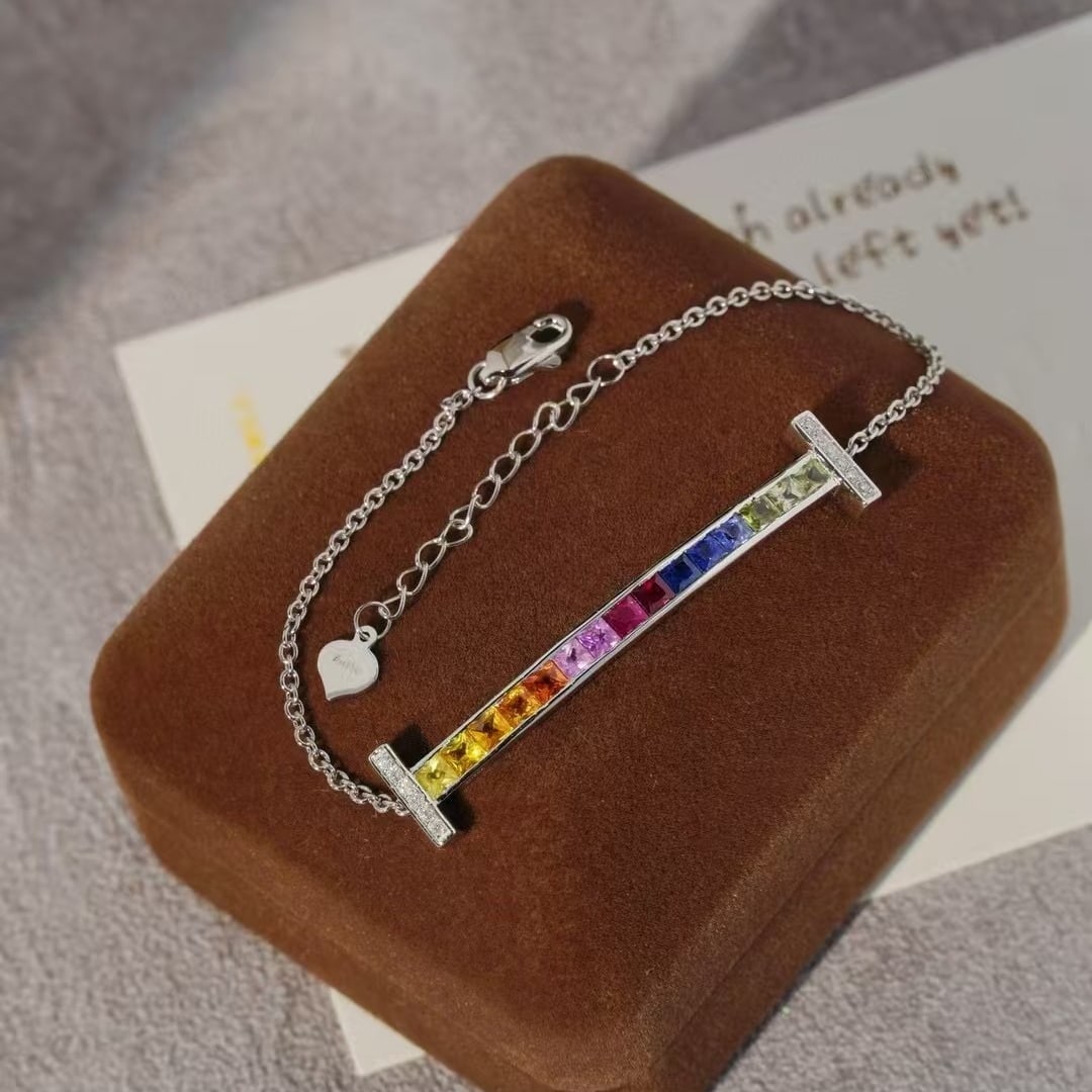 14k Gold 2.1 Ct Natural Sapphire & Diamond Bracelet - 6