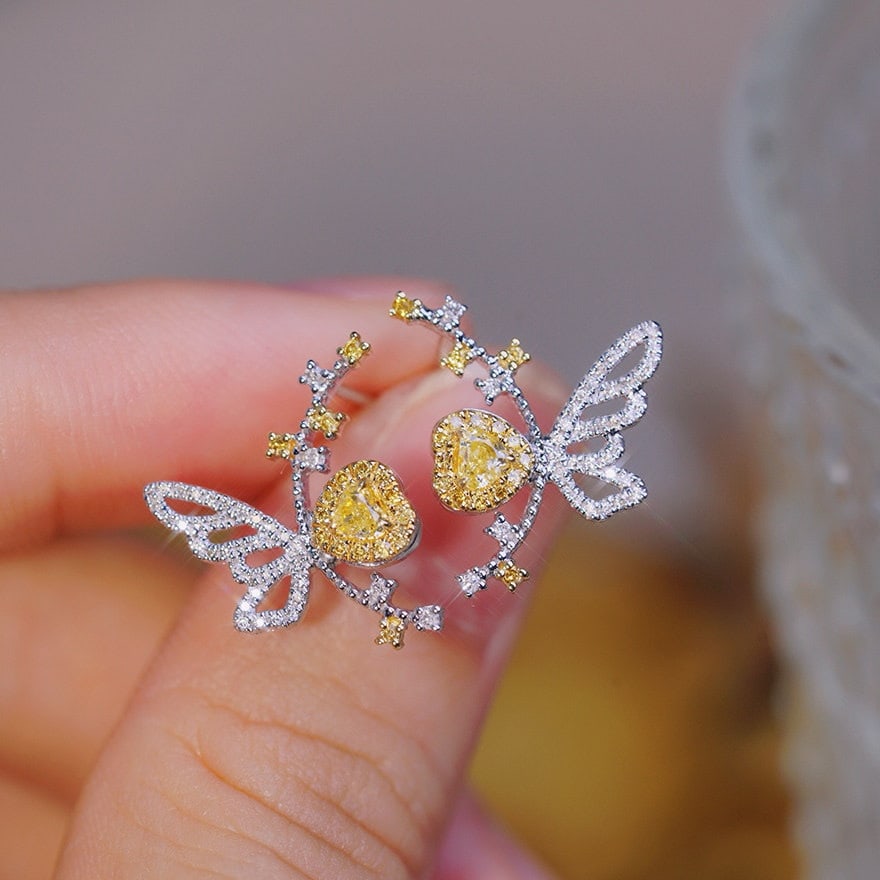 14k Gold 0.40 Ct Natural Color Diamond Earrings: Ref:231101123 // gold content:14k gold // main gemstone:color diamond // shape:multiple // carat weight:0. 40ct // clarity grade:vs-si // color:color // treatment:natural // Condition: NewLow