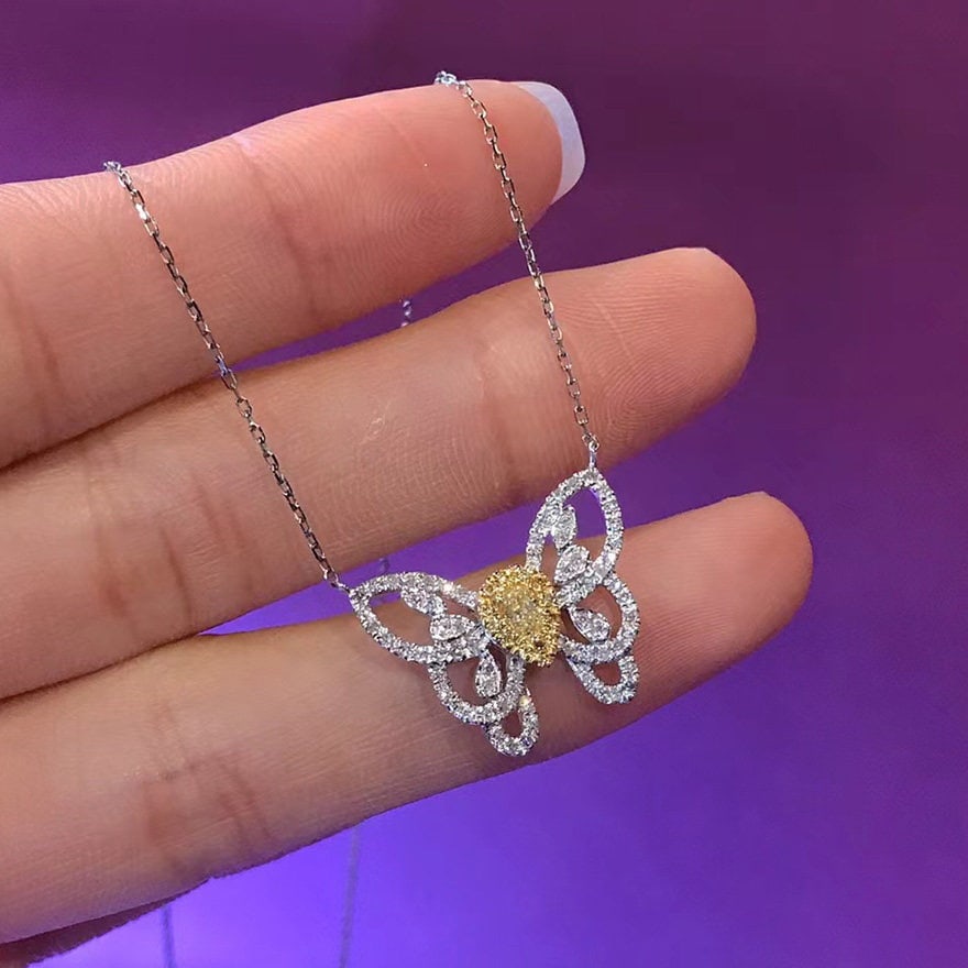 14k Gold 0.50 Ct Natural Color Diamond Necklace: Ref:231101206 // gold content:14k gold // main gemstone:color diamond // shape:multiple // carat weight:0. 50ct // clarity grade:vs-si // color:color // treatment:natural // Condition: NewLow