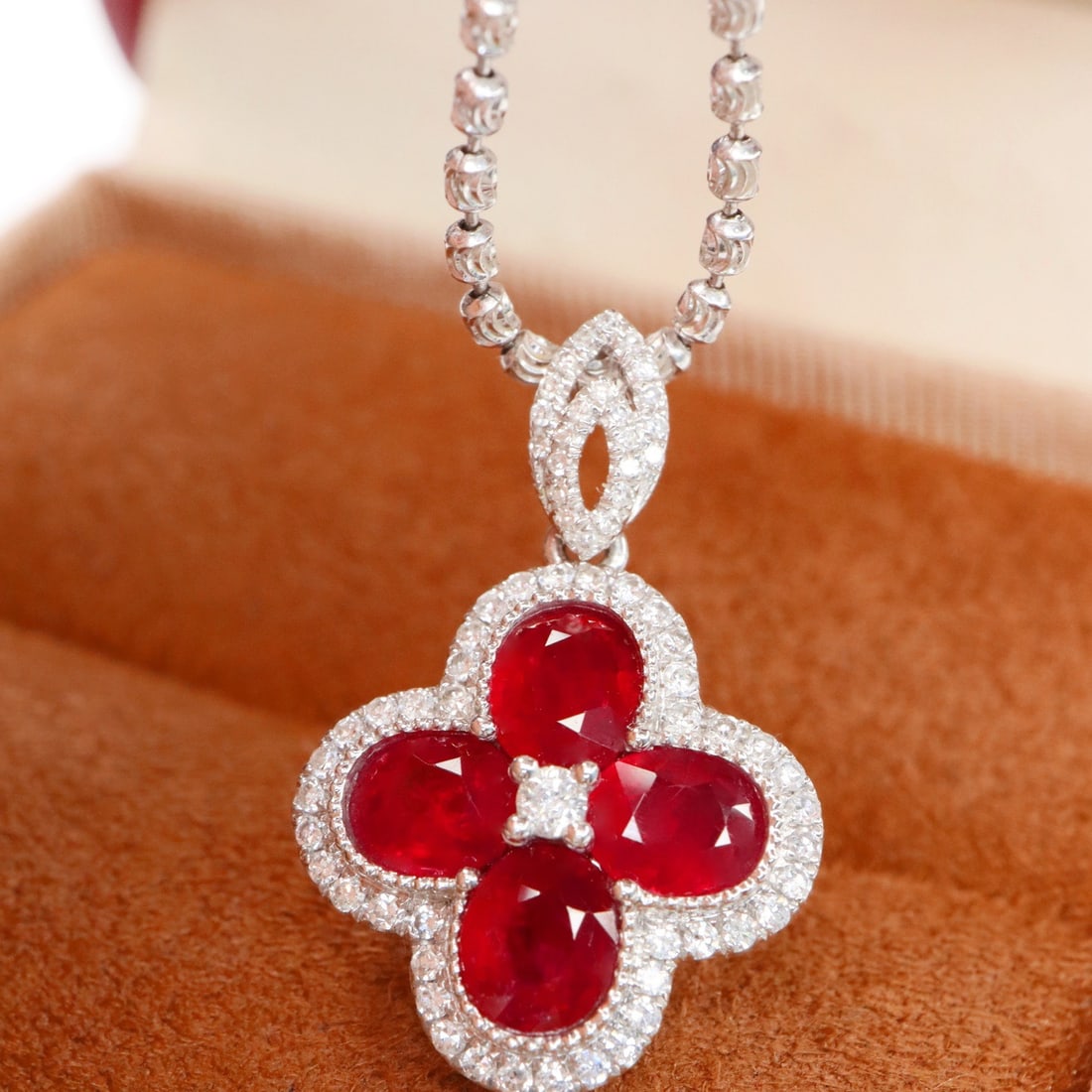 14k Gold 1.53 Ctw Natural Ruby & Diamond Pendant( Without Chain ): Ref:231102069 // gold content:14k gold // main gemstone:ruby // shape:oval // carat weight:1. 25ct // color:pigeonblood red // treatment:natural // // adjacent gemstone 2 : diamond // shape:round // c