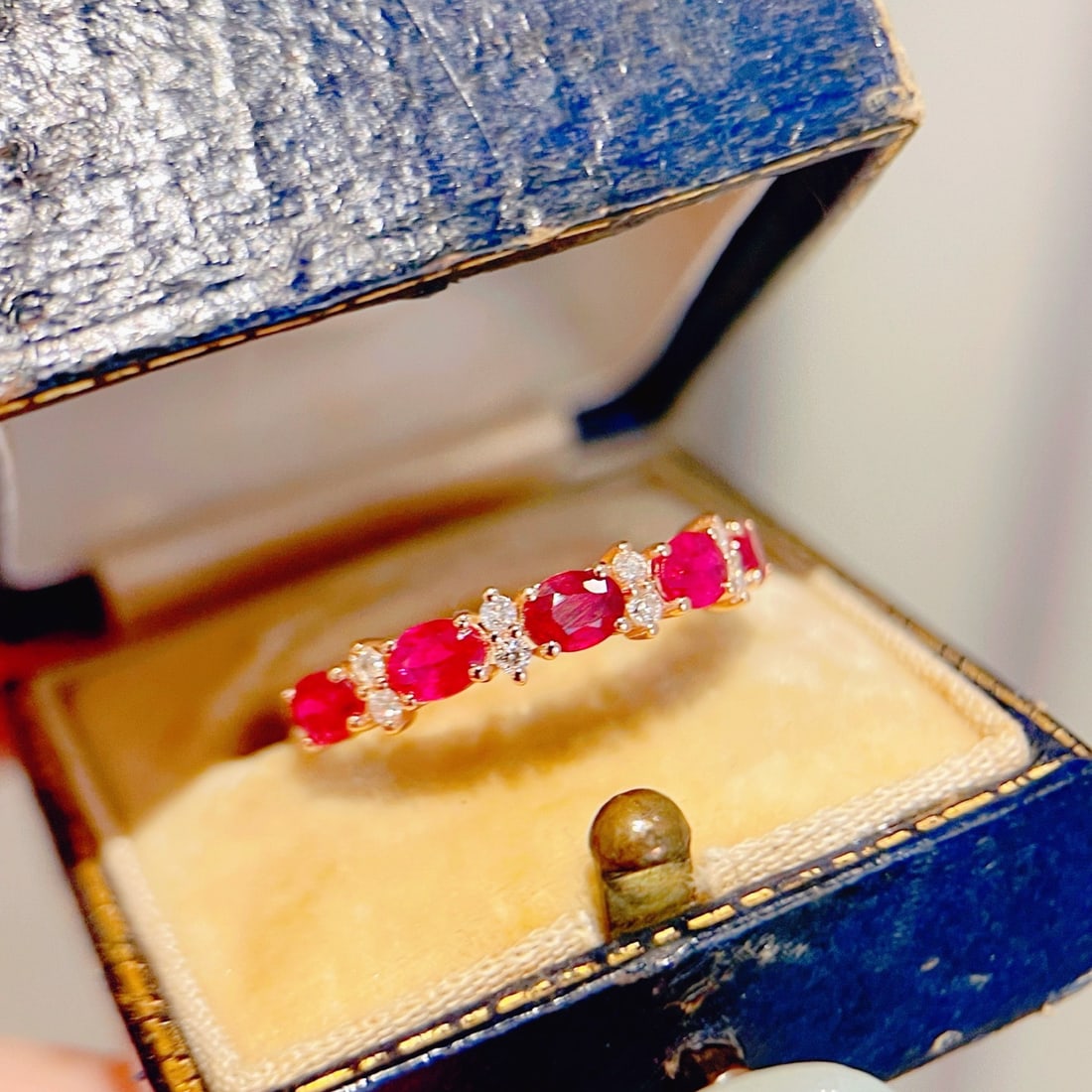 14k Gold 0.9 Ct Natural Ruby & Diamond Ring (1 of 2)