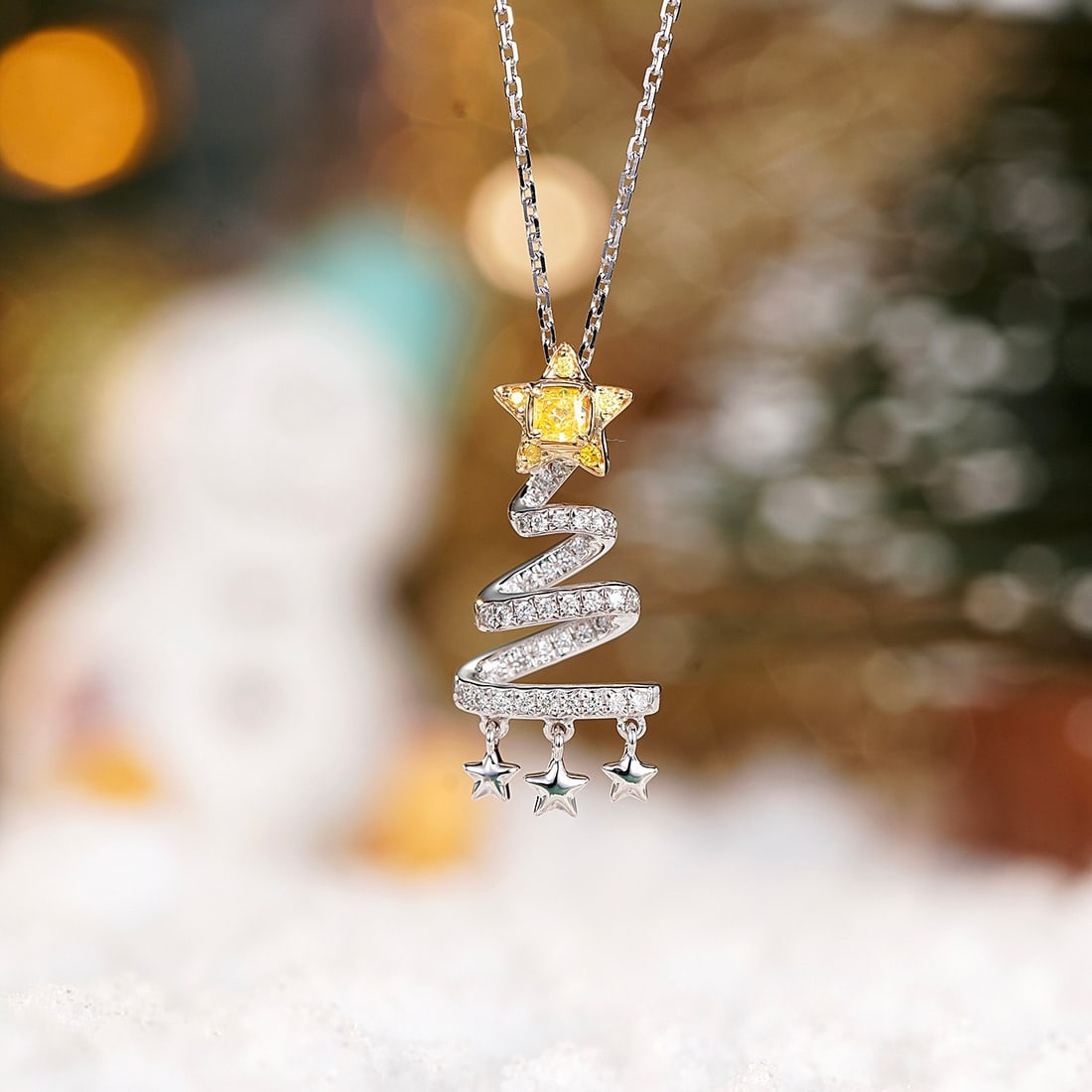 14k Gold 0.23 Ctw Natural Yellow Diamond & Diamond Necklace: Ref:231102341 // gold content:14k gold // main gemstone:yellow diamond // shape:cushion // carat weight:0. 08ct // color:yellow // treatment:natural // // adjacent gemstone 2 : diamond //