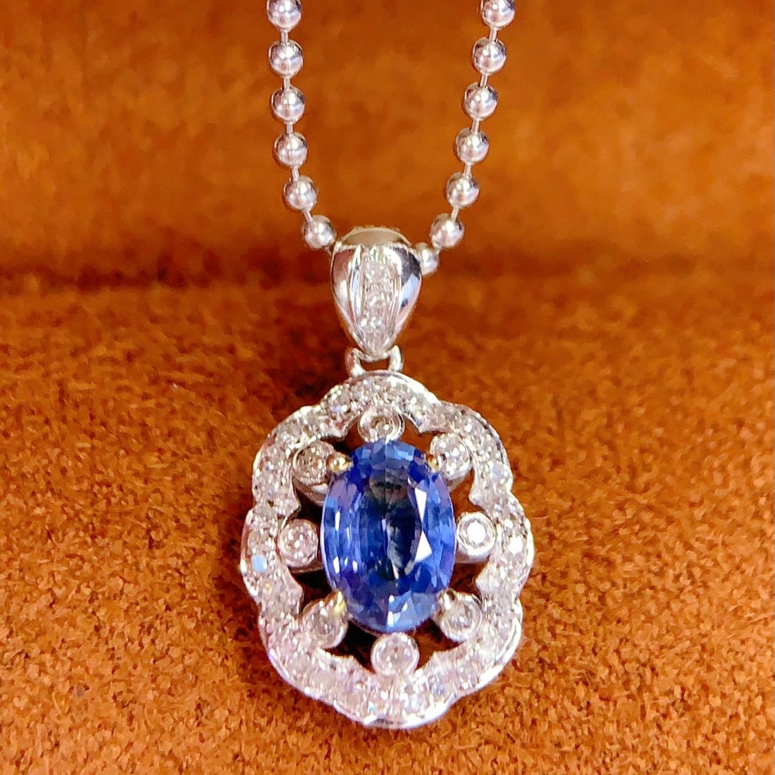 14k Gold 0.85 Ct Natural Sapphire & Diamond Pendant( Without Chain ) (1 of 2)