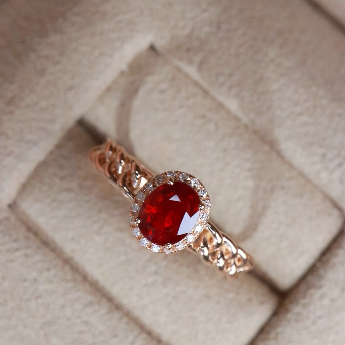 14k Gold 0.68 Ctw Natural Ruby & Diamond Ring: Ref:231102384 // gold content:14k gold // ring size:7. 25us // // main gemstone:ruby // shape:oval // carat weight:0. 63ct // color:pigeonblood red // treatment:natural // // adjacent gemstone 2 : dia