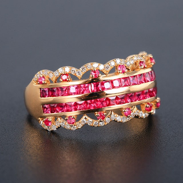 14k Gold 1.28 Ctw Natural Ruby & Diamond Ring - 3