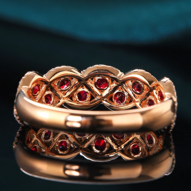 14k Gold 1.04 Ctw Natural Ruby & Diamond Ring - 4