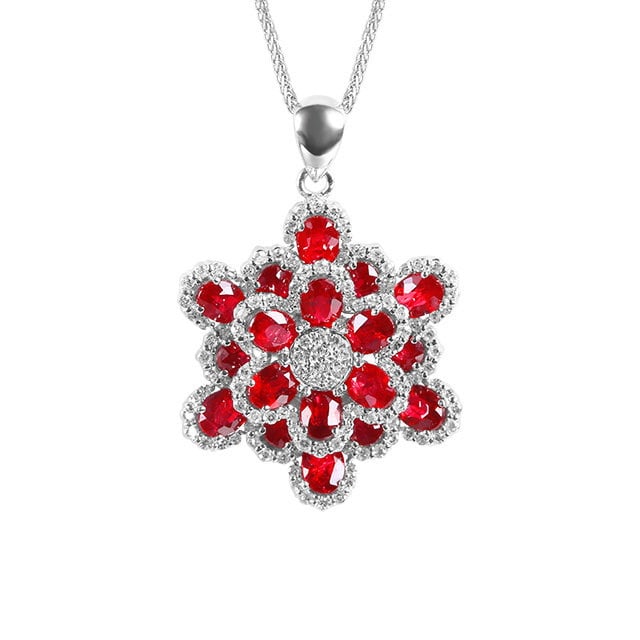 14k Gold 3.09 Ctw Natural Ruby & Diamond Pendant( Without Chain ) - 5