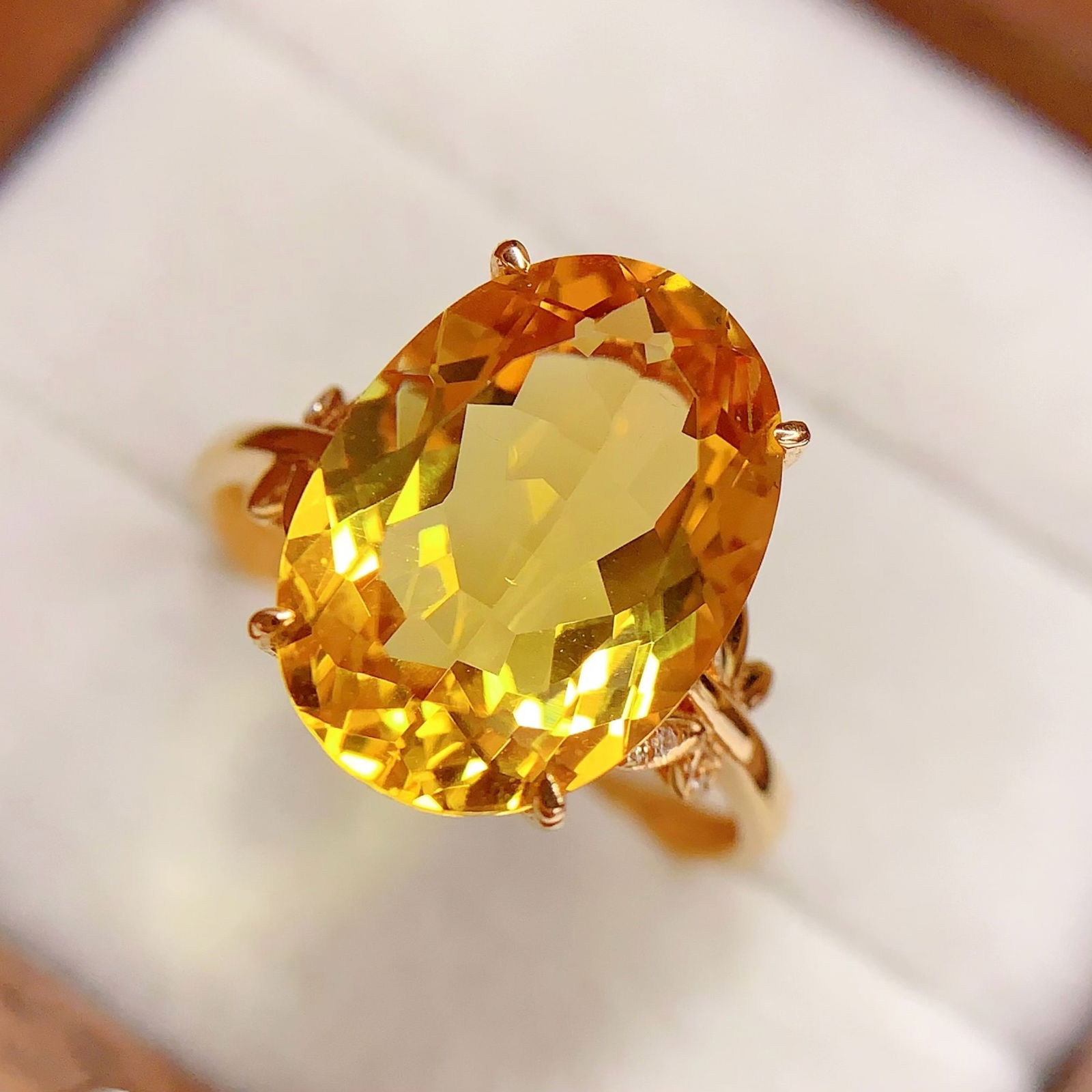 14k Gold 5 Ct Natural Citrine & Diamond Ring - 3