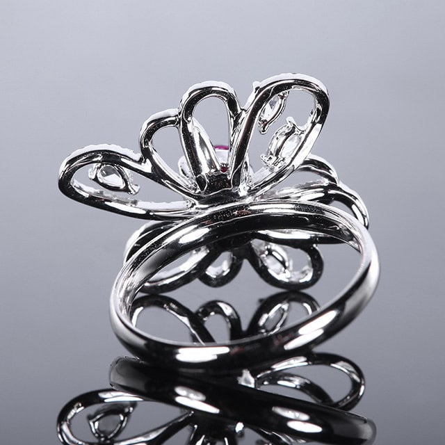 14k Gold 1.94 Ctw Natural Padparadscha Sapphire & Diamond Ring - 4