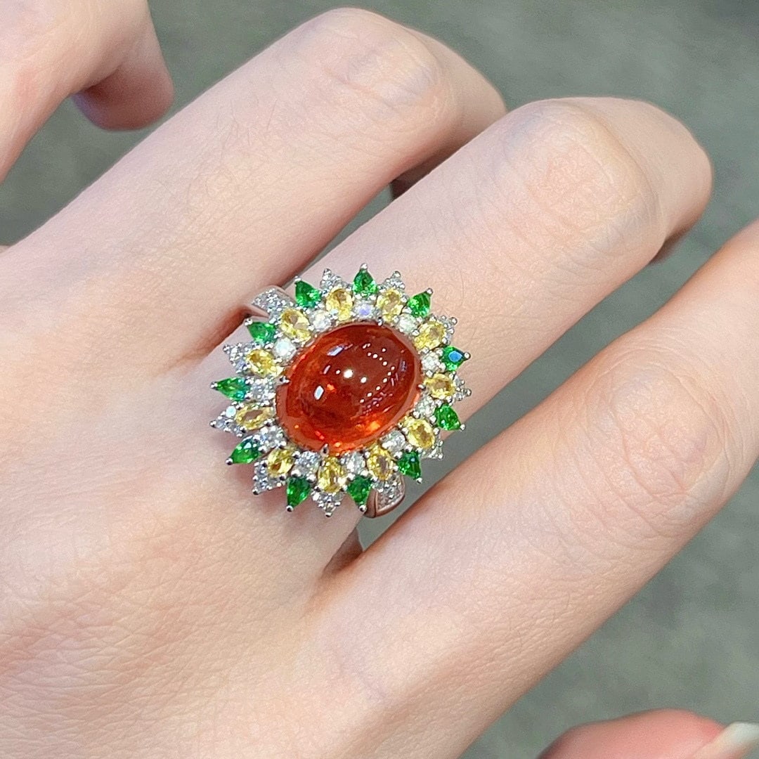 14k Gold 7.50 Ctw Natural Spessartine & Diamond Ring - 2