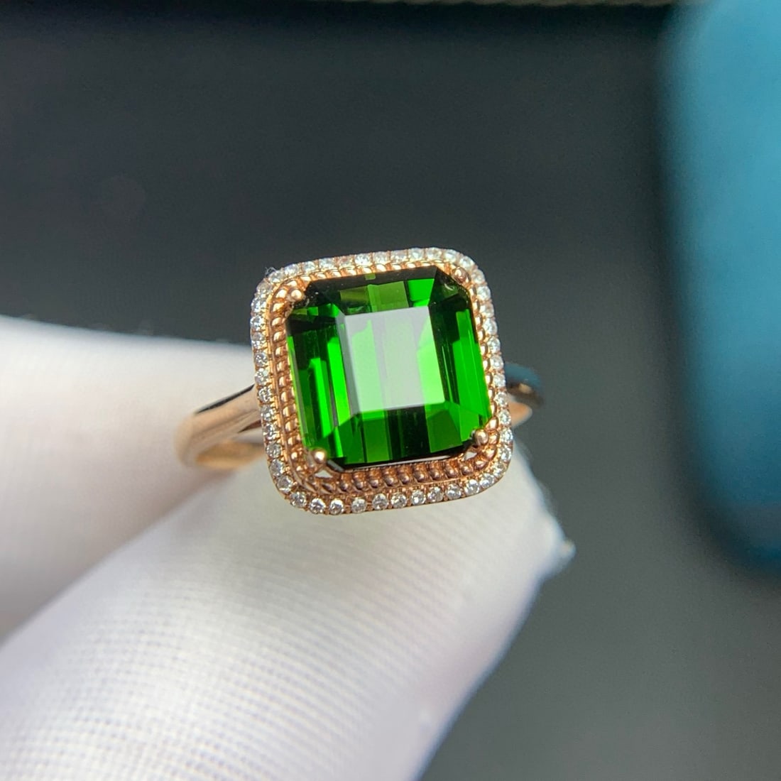 14k Gold 4.4 Ct Natural Tourmaline & Diamond Ring - 9