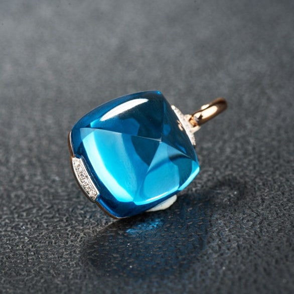 14k Gold 29.12 Ct Natural Topaz & Diamond Pendant( Without Chain ) - 2