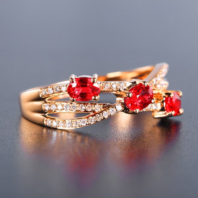 14k Gold 0.97 Ctw Natural Ruby & Diamond Ring - 2