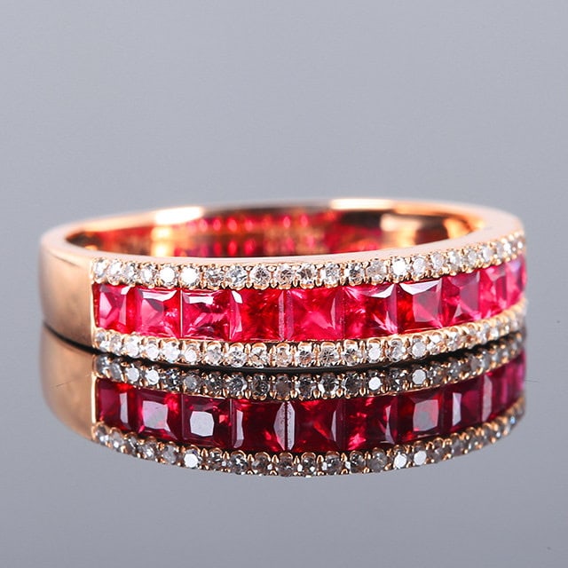 14k Gold 0.81 Ctw Natural Ruby & Diamond Ring - 3