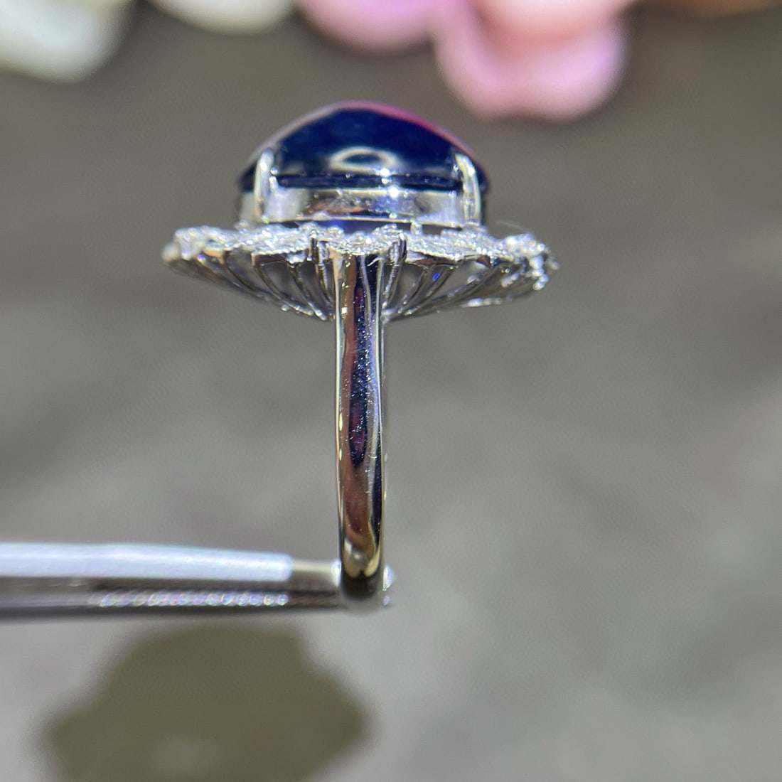 14k Gold 10.12 Ct Natural Sapphire & Diamond Ring - 4