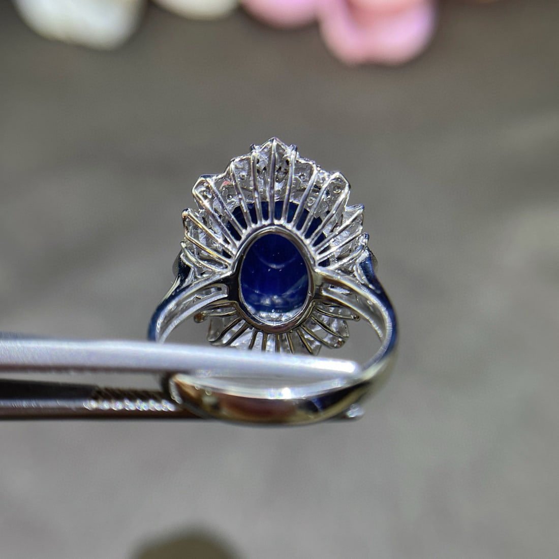 14k Gold 10.12 Ct Natural Sapphire & Diamond Ring - 5