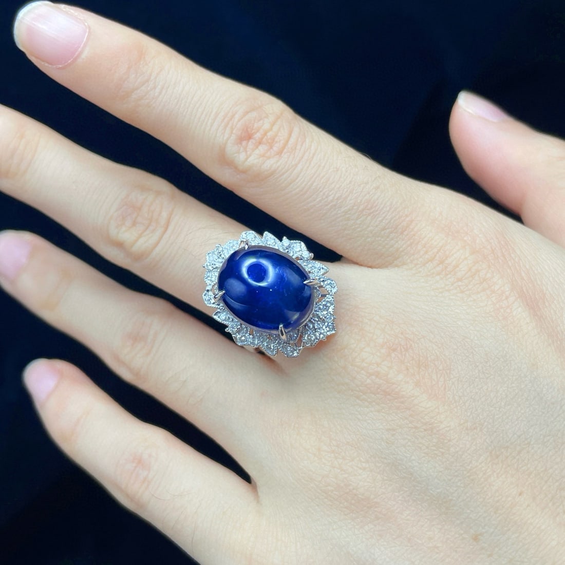 14k Gold 10.12 Ct Natural Sapphire & Diamond Ring - 6