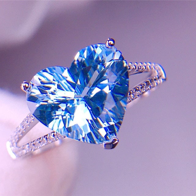 14k Gold 3.05 Ct Natural Aquamarine & Diamond Ring - 3