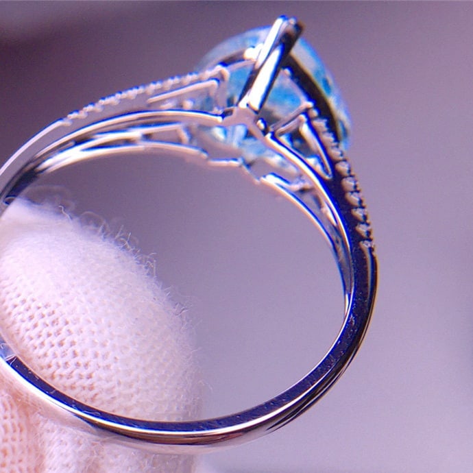 14k Gold 3.05 Ct Natural Aquamarine & Diamond Ring - 5